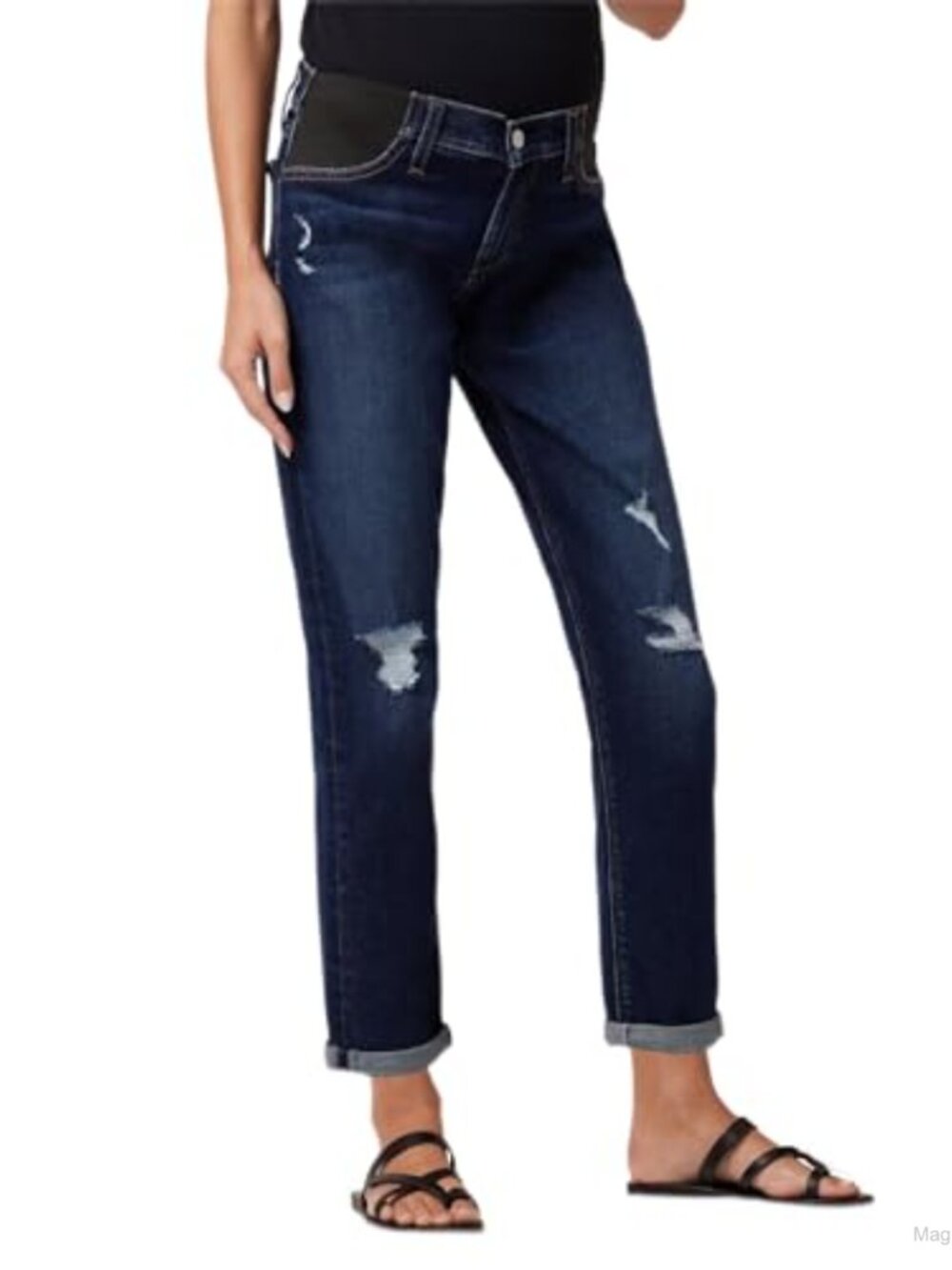 Maternity Boyfriend Jeans Mid Rise Skinny Ankle Pull-On Denim